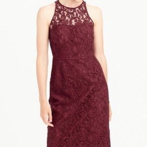 J.Crew | Pamela Long Dress in Leavers Lace Dk Wine